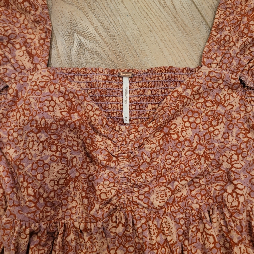Free People Floral Mini Dress in Rust and Lavender - Picture 2 of 4